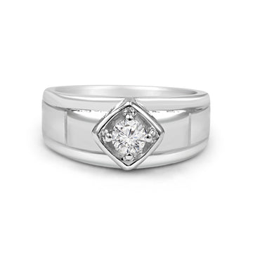 925 Silver Square American Diamond Ring for Men (RR1182)
