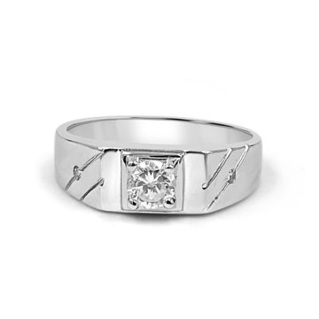 925 Silver Two-Rail American Diamond Ring for Men (RR1129)