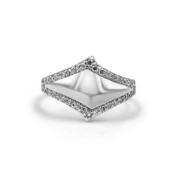 925 Silver Green Flower American Diamond Ring (RR1043)