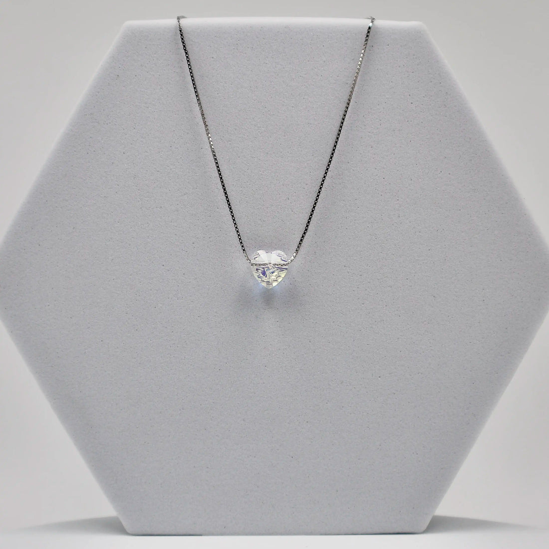 925 Silver Heart American Diamond Stone Pendant with Chain