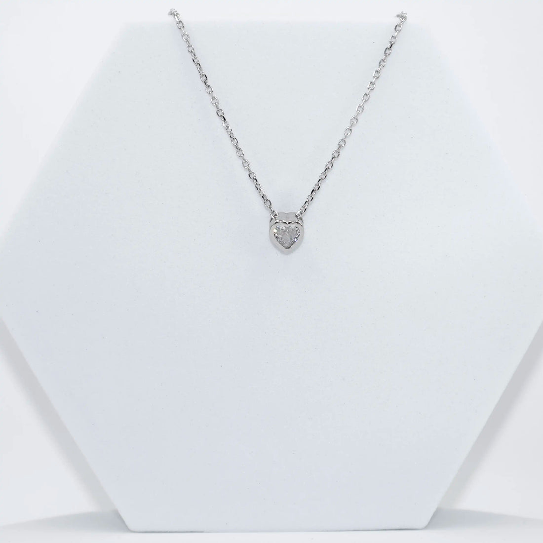925 Silver American Diamond Heart Pendant with Chain (PWD1041)