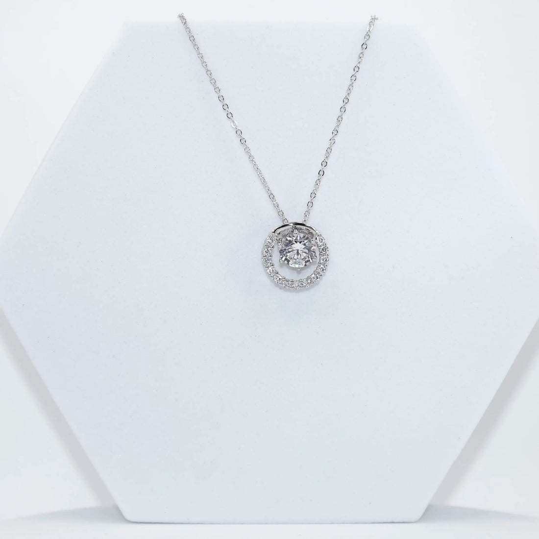 925 Silver Moon American Diamond Pendant with Chain